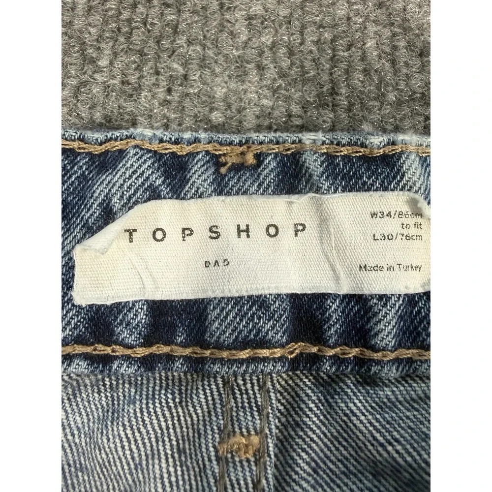 Top shop Dad Denim Distressed Acid Washed Skirt 14